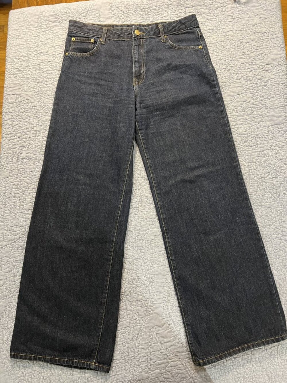 Zara ZW Collection Comfort High Rise Wide Leg Jeans Dark Rinse Size 8